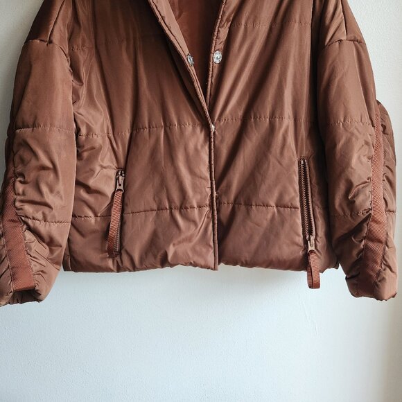 MAJE Gueli Puffer Cocoon Jacket in Mocha Mousse - OS - Picture 7 of 16